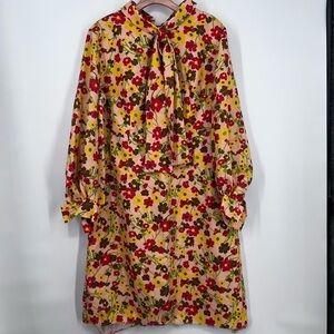Vintage Handmade Floral Tie Front Shift Dress